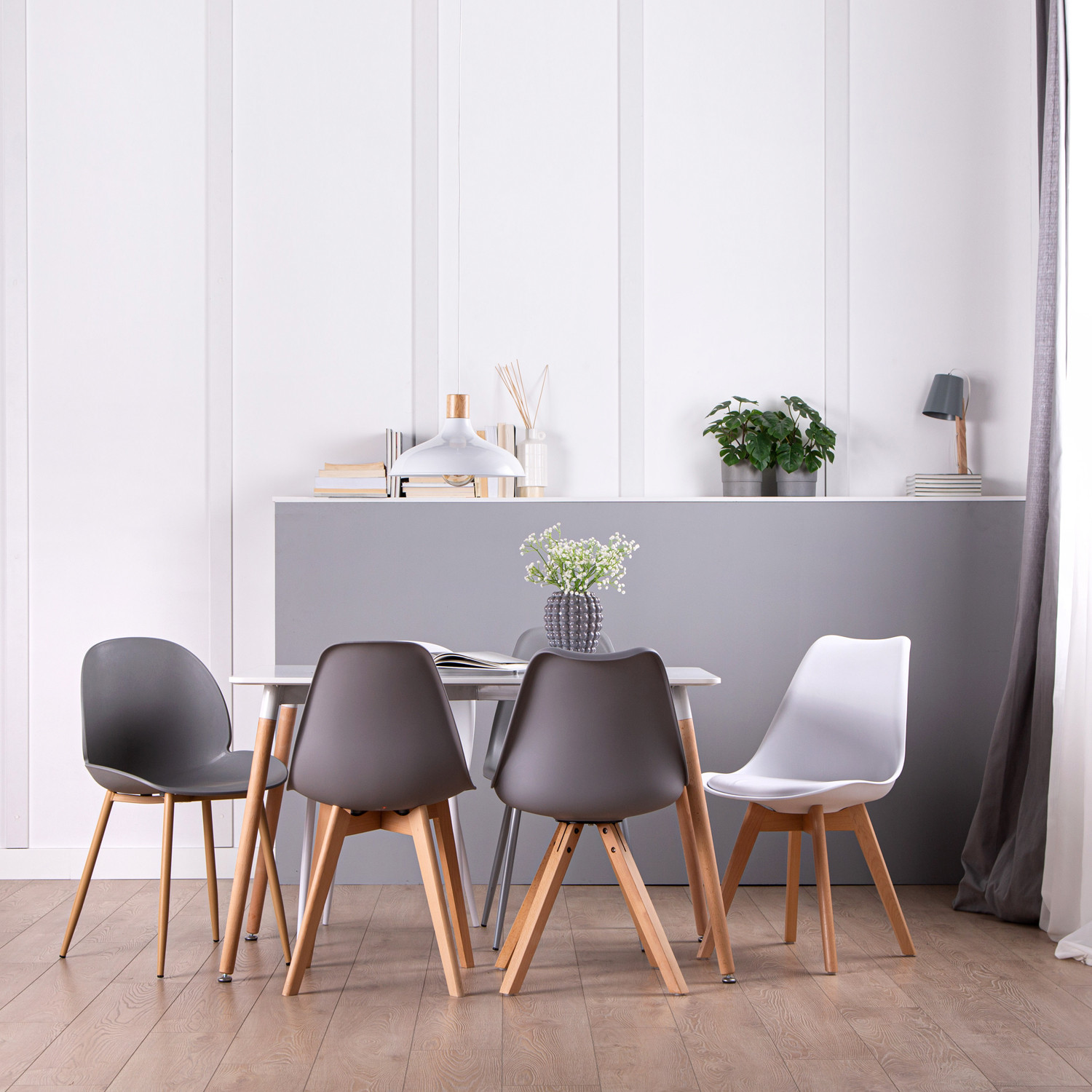 La mesa de comedor rectangular Gless es de estilo nórdico y minimalista. Se convierte en la elección segura si eres un apasionado del diseño escandinavo y tienes un espacio reducido. De líneas rectas