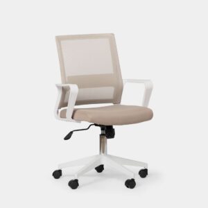 La silla de escritorio Sayla en color beige es ideal para completar el espacio de trabajo o estudio de tu casa. Se trata de una silla ergonómica que te permitirá trabajar cómodamente durante muchas horas. Cuenta con refuerzo lumbar