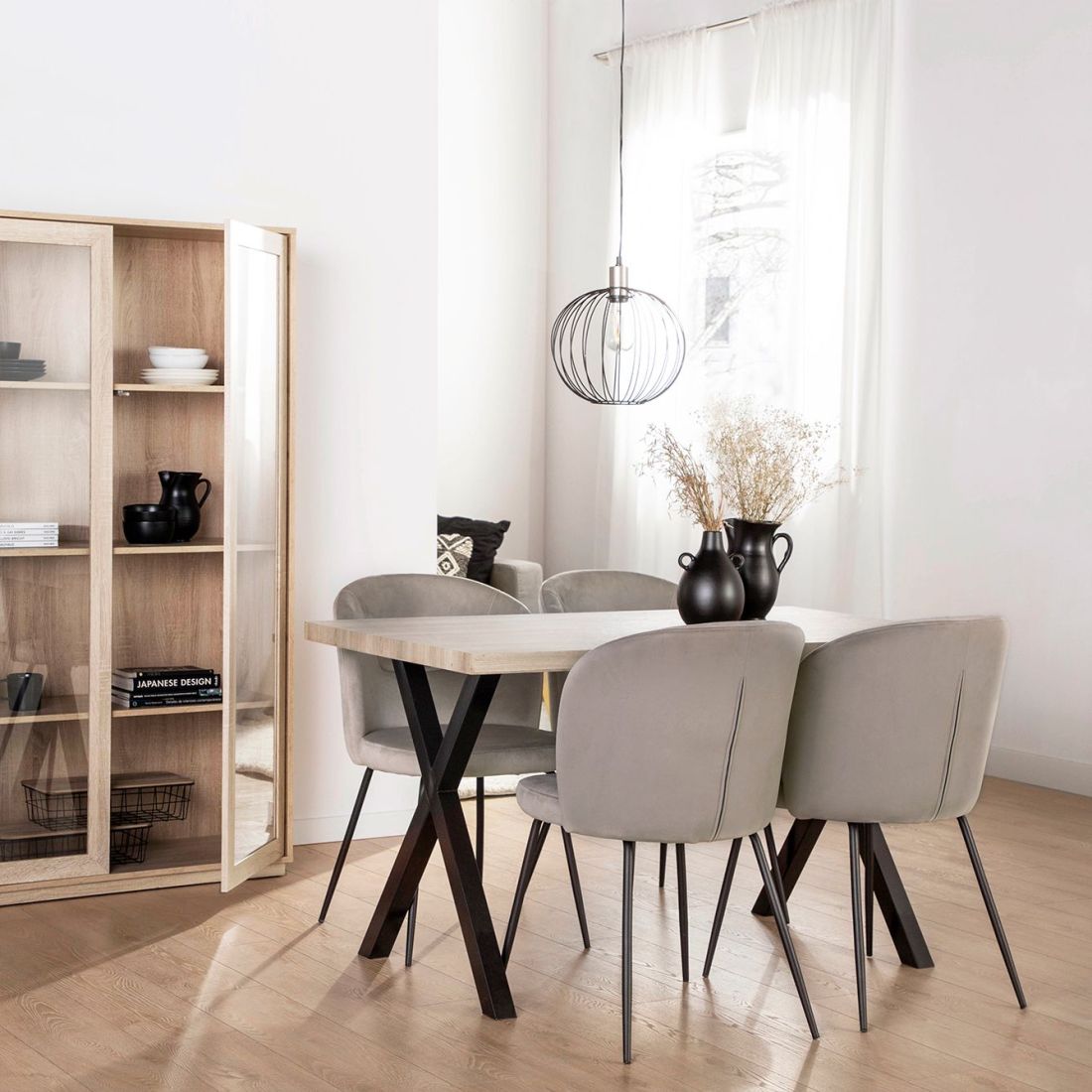 Mesa-de-comedor-rectangular-135-efecto-madera-con-pata-metalica-negra-Parks-5