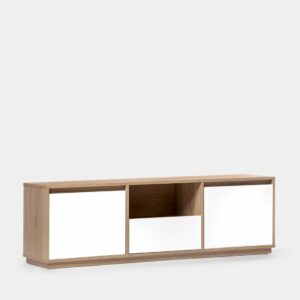 El mueble TV Oslo de 150 cm para salón te cautivará. Es de diseño propio y su estilo predominante es el nórdico