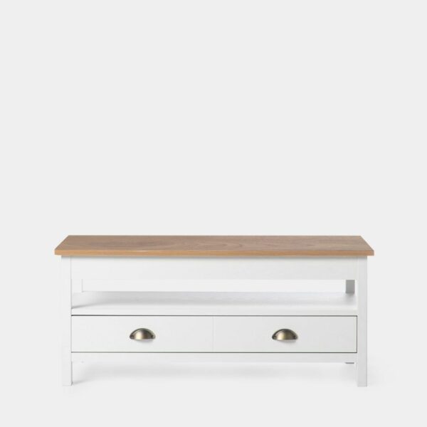 cuenta con un espacio de almacenaje superior y con un cajón que se desliza por ambas partes de la mesa para aumentar la comodidad a la hora de almacenar.