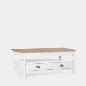 La mesa de centro elevable blanca Marais es la pieza ideal para completar tu salón/comedor. Se trata de una mesa práctica con la que podrás trabajar desde el sofá