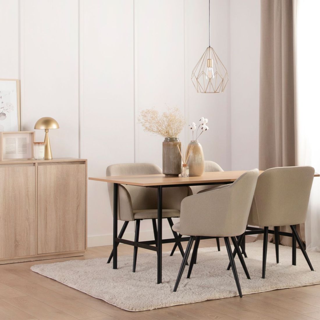 Mesa-de-comedor-rectangular-160-efecto-madera-con-pata-metalica-negra-Beka-5