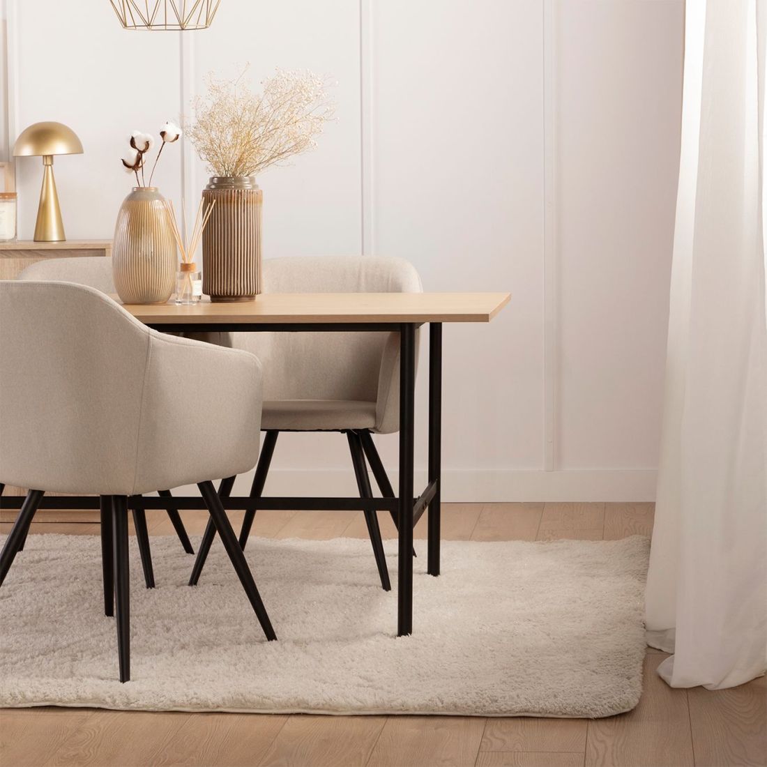 Mesa-de-comedor-rectangular-160-efecto-madera-con-pata-metalica-negra-Beka-7