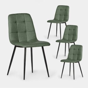 ¡Aprovéchate de este pack! La silla de comedor tapizada en verde con pata negra Ailan es la elección perfecta para dar un toque de estilo y confort a tu hogar. Su diseño sencillo y minimalista encaja en cualquier estilo decorativo y aporta carácter y personalidad a cualquier estancia. Está disponible en una amplia gama de tonos